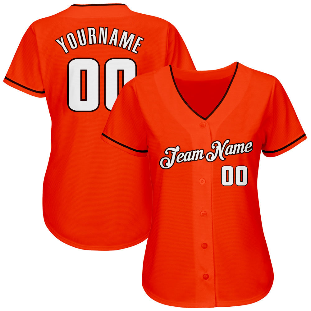 Custom Orange White-Brown Authentic Baseball Jersey baseball jersey product view 2