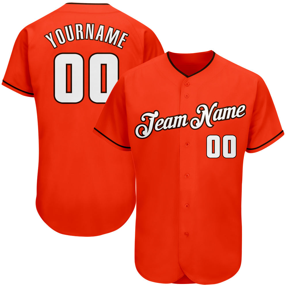 Custom Orange White-Brown Authentic Baseball Jersey baseball jersey product view 1