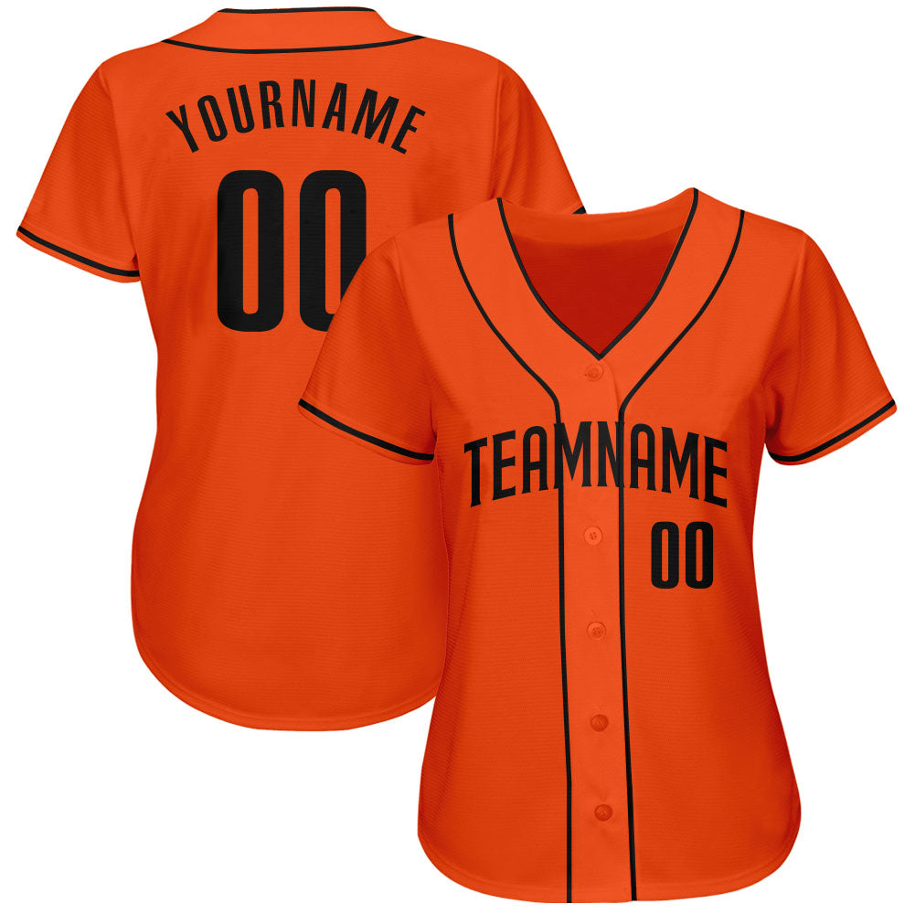 Custom Orange Black Authentic Baseball Jersey baseball jersey product view 2