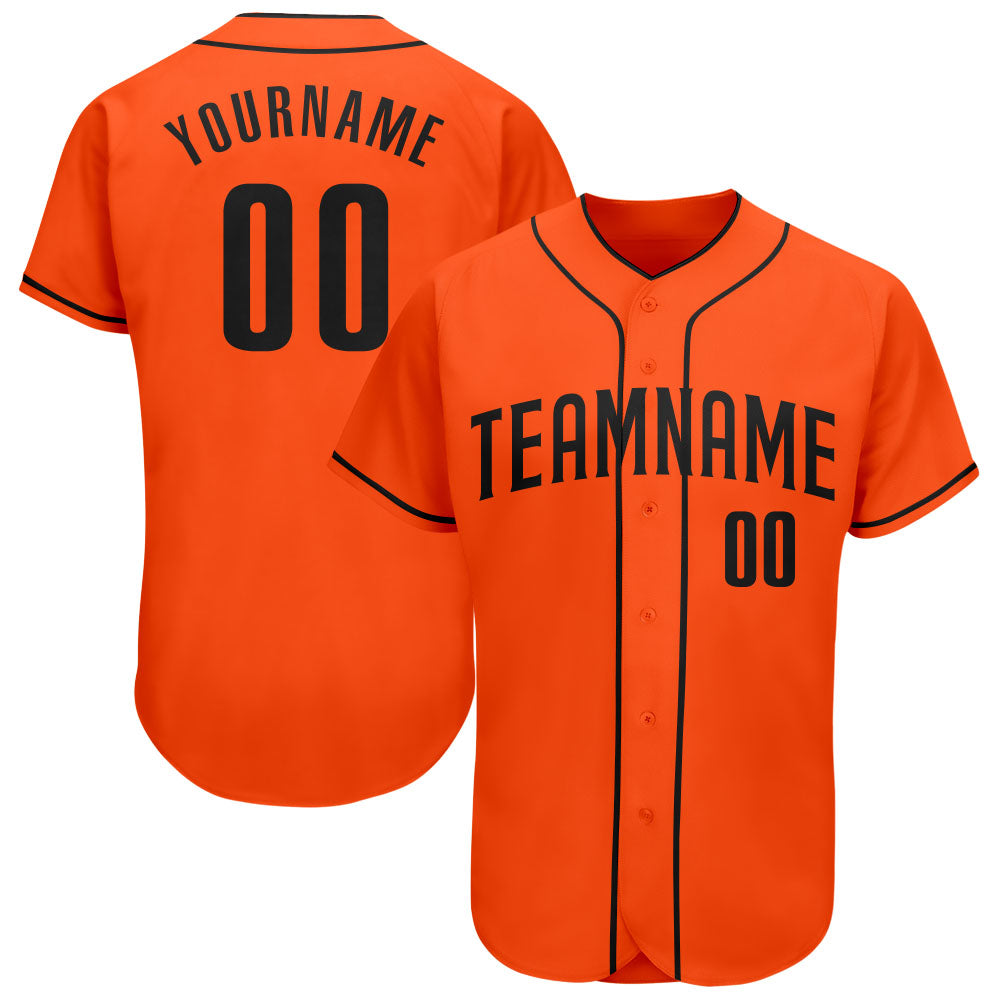 Custom Orange Black Authentic Baseball Jersey baseball jersey product view 1