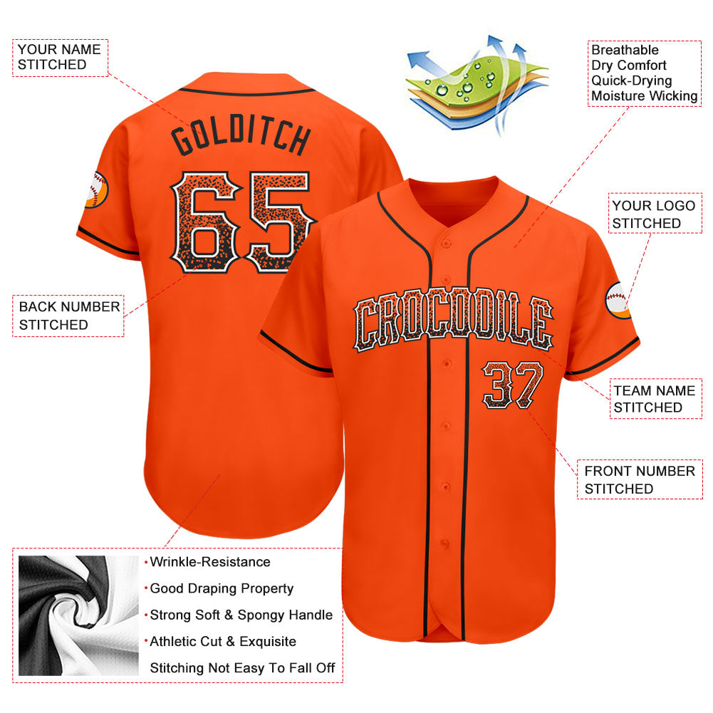 Custom Orange Black-White Authentic Drift Fashion Baseball Jersey baseball jersey product view 3