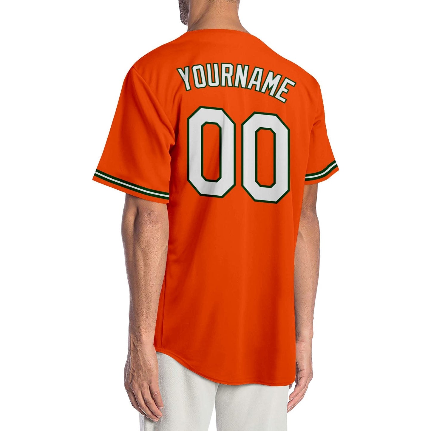 Custom Orange White-Green Authentic Baseball Jersey baseball jersey product view 2