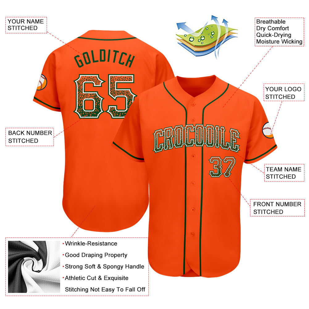 Custom Orange Green-White Authentic Drift Fashion Baseball Jersey baseball jersey product view 3
