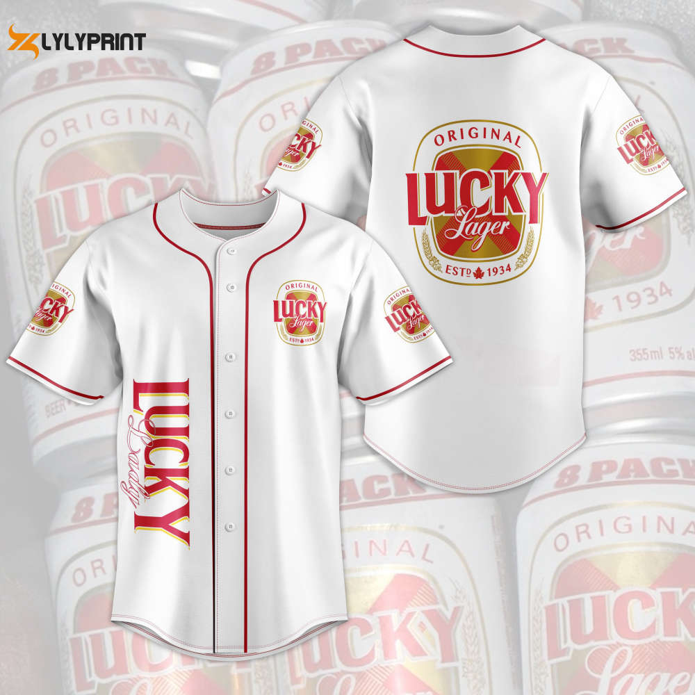 Original Lucky Lager Baseball Jersey - lylyprint.com baseball jersey product view 1