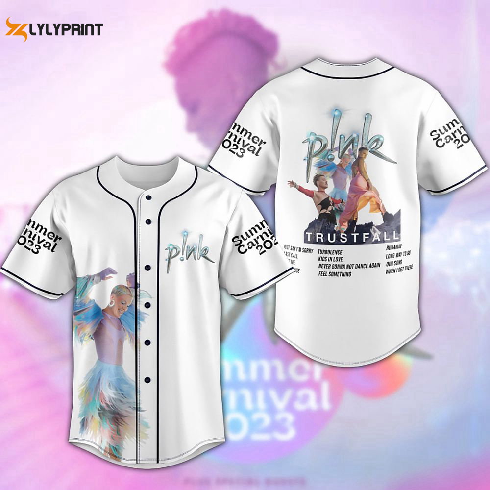 P!nk Summer Carnival 2023 Baseball Jersey For Men Women, Pink Singer Tour - lylyprint.com baseball jersey product view 1