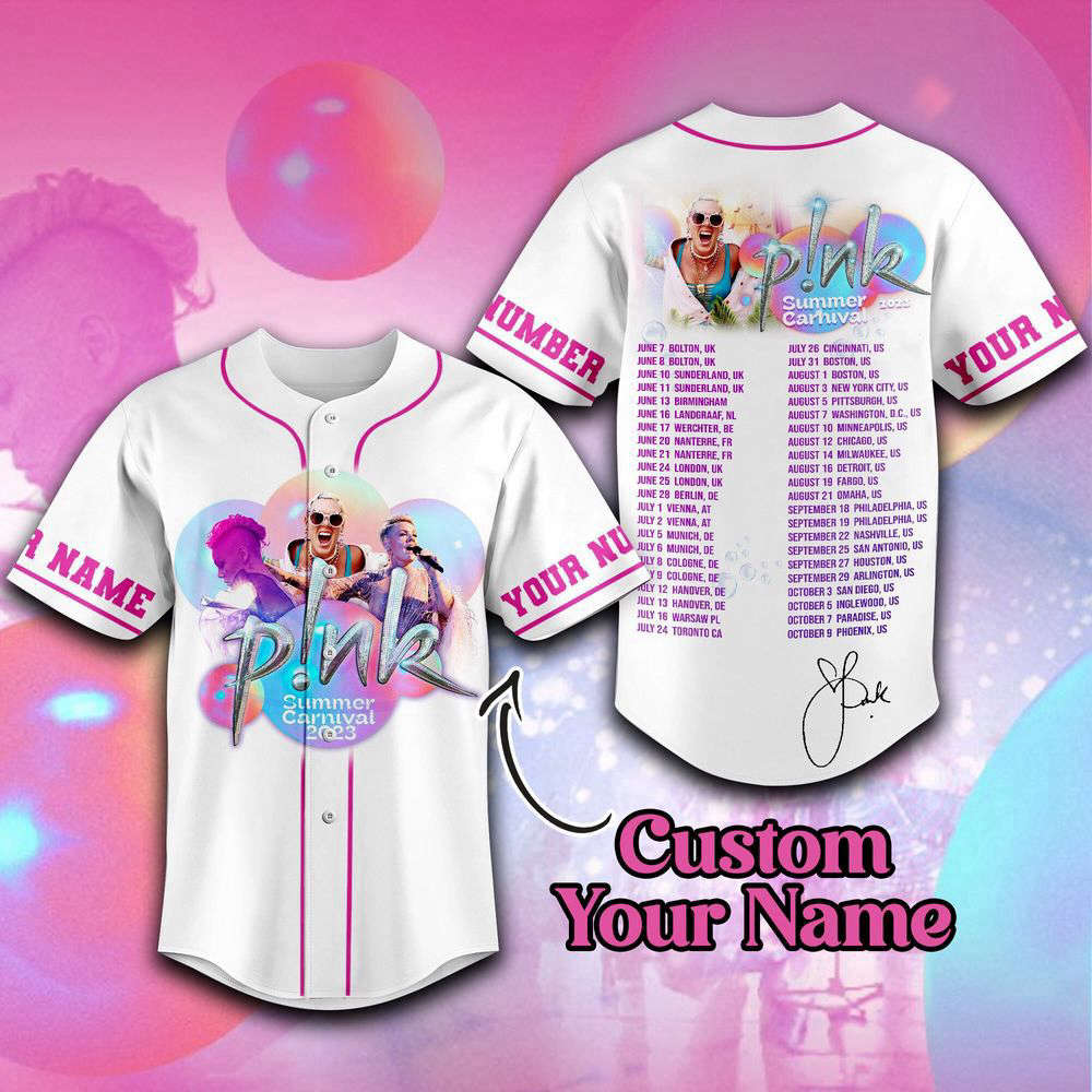P!nk Summer Carnival 2023 Personalized Adult Baseball Jersey For Men Women - lylyprint.com baseball jersey product view 2