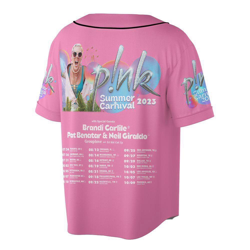 P!Nk Summer Carnival Tour 2023 Music Baseball Jersey , Trustfall Album Concert For Men Women - lylyprint.com baseball jersey product view 2