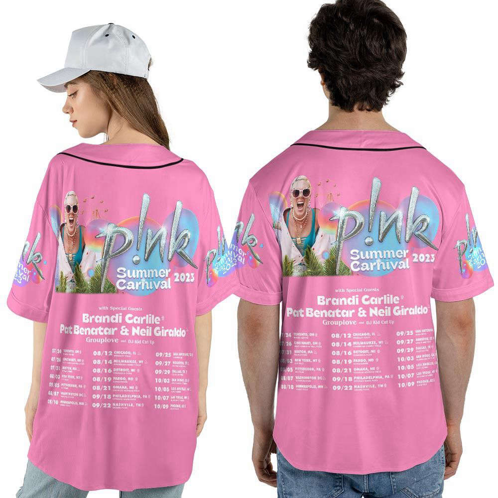 P!Nk Summer Carnival Tour 2023 Music Baseball Jersey , Trustfall Album Concert For Men Women - lylyprint.com baseball jersey product view 4