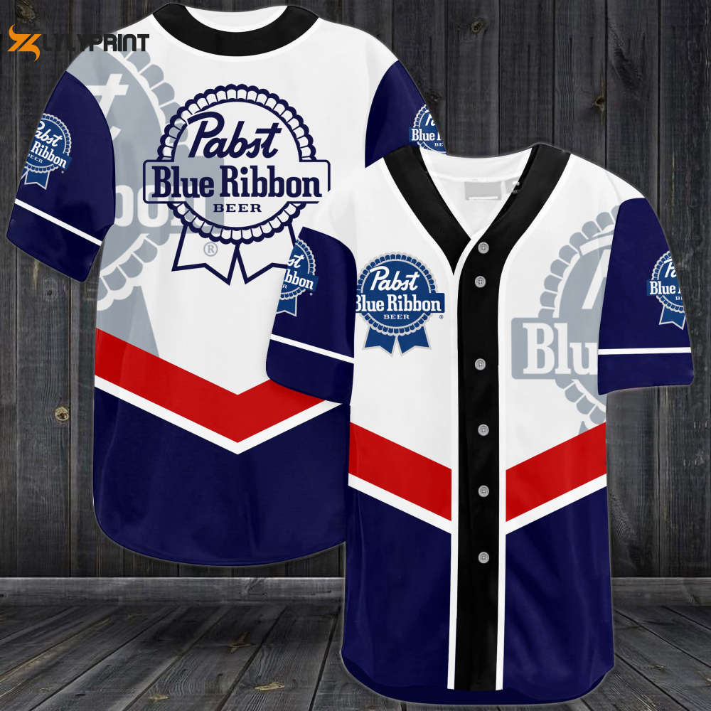 Pabst Blue RiBeer Baseball Jersey - lylyprint.com baseball jersey product view 1