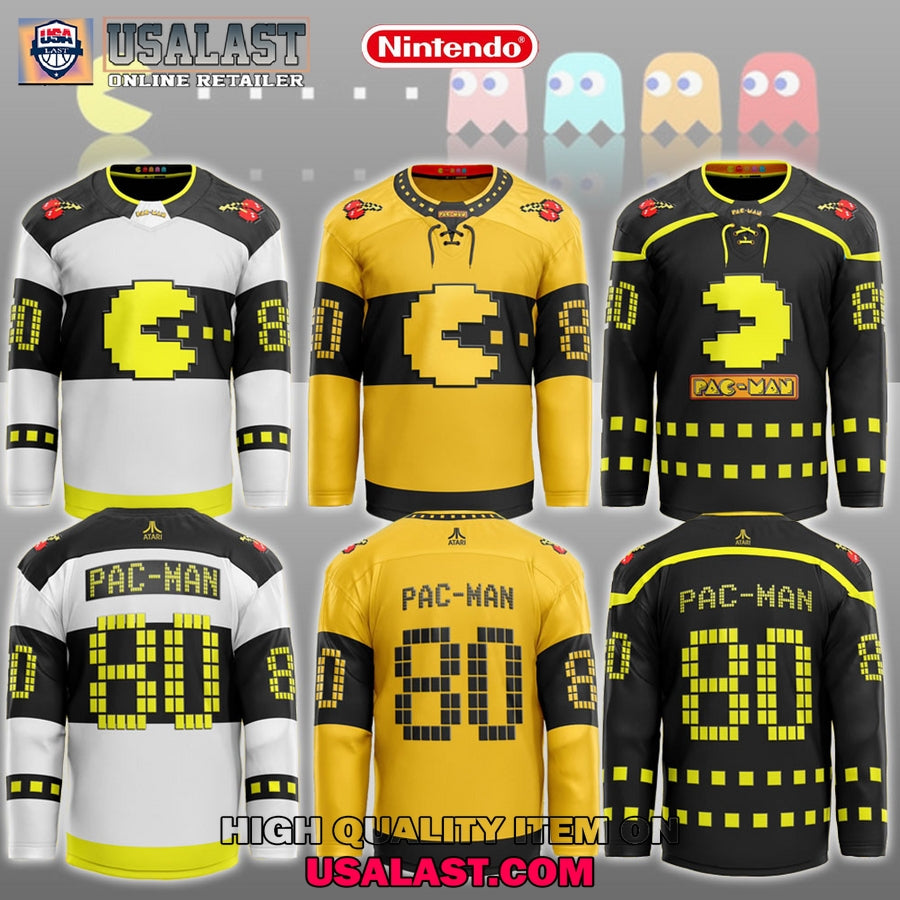 Pac-Man 8bit Custom Hockey Jersey hockey jersey product view 1