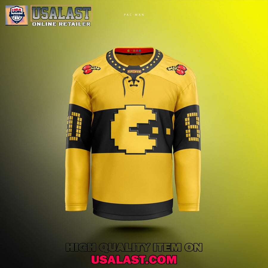 Pac-Man 8bit Custom Hockey Jersey hockey jersey product view 4