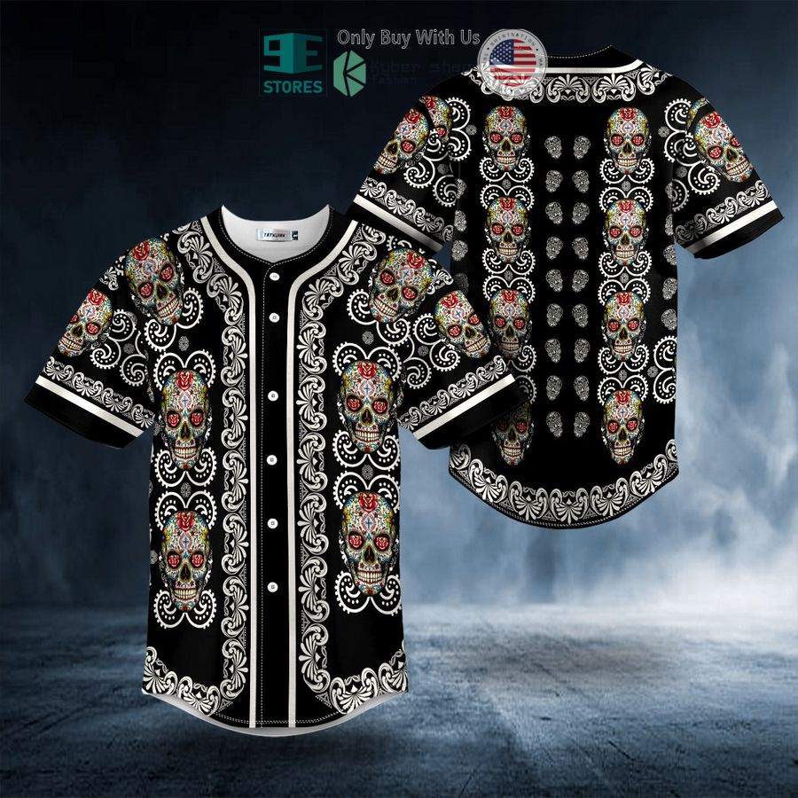 BEST Paisley Pattern Of Colored Sugar Skull Baseball Shirt baseball jersey product view 1