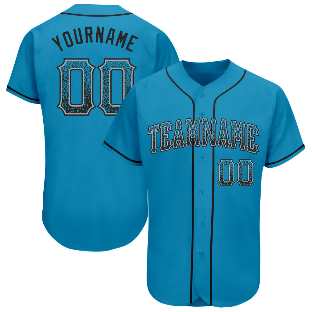 Custom Panther Blue Black-Gray Authentic Drift Fashion Baseball Jersey baseball jersey product view 1