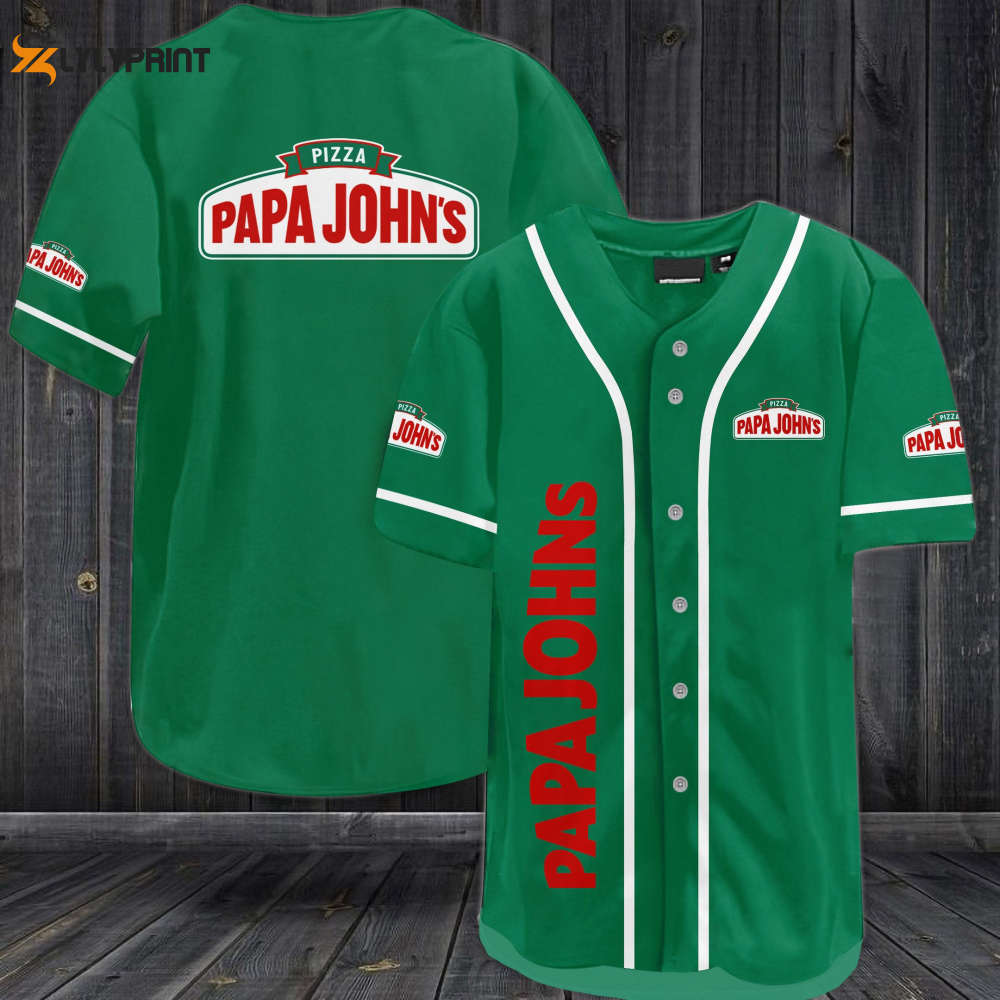Papa John's Pizza Baseball Jersey - lylyprint.com baseball jersey product view 1