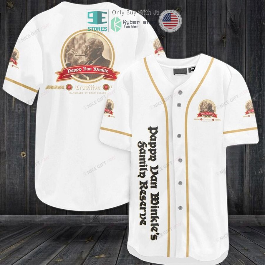 BEST Pappy Van Winkle's Family Reserve logo white Baseball Jersey baseball jersey product view 1