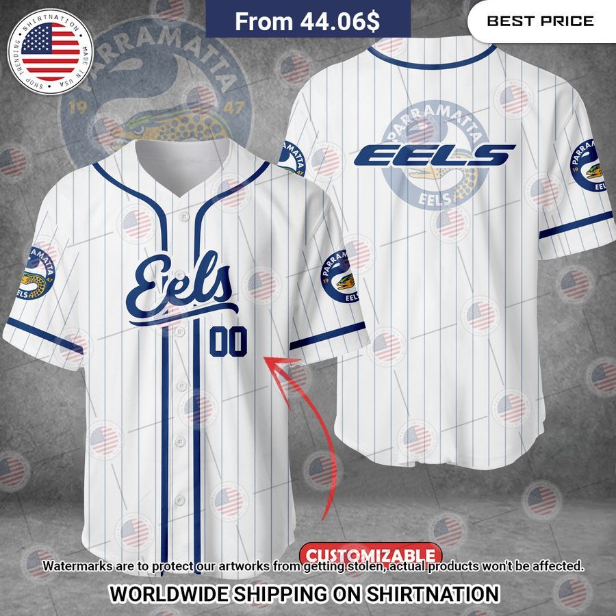 Parramatta Eels Custom Baseball Jersey baseball jersey product view 1