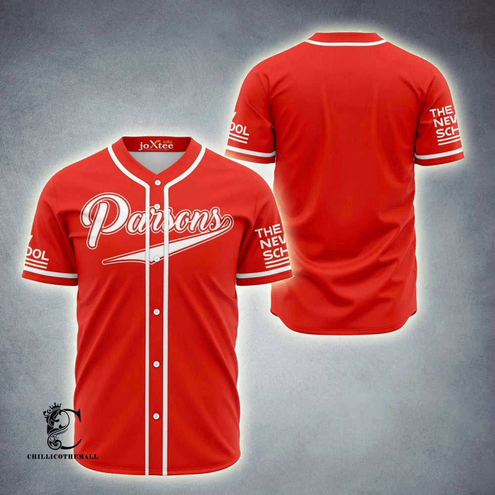 Parsons The New School Red Baseball Jersey - Aopprinter baseball jersey product view 2