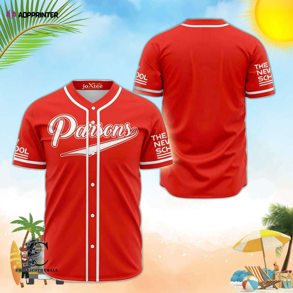 Parsons The New School Red Baseball Jersey - Aopprinter baseball jersey product view 1