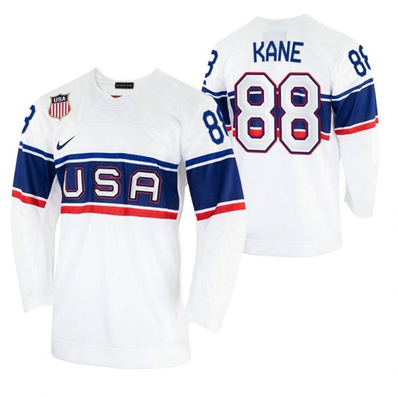 patrick-kane-usa-hockey-2022-beijing-winter-olympic-white-home-jersey Style 2 Hockey Jersey hockey jersey product view 1