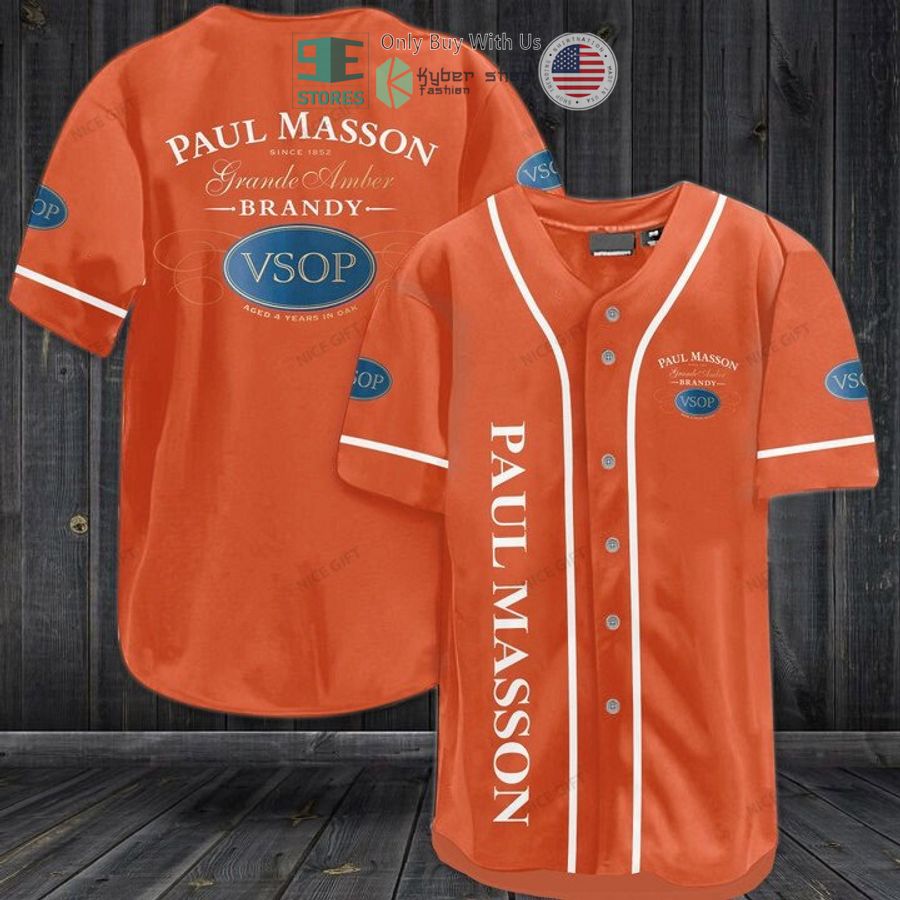 BEST Paul Masson logo orange Baseball Jersey baseball jersey product view 1