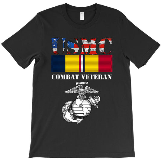 American Flag Combat Action Ribbon Veteran T-Shirt - T-Shirt, Sweatshirt, Hoodie