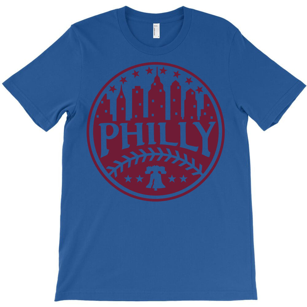 retro vintage philadelphia baseball old school red philly city skyline T-Shirt - T-Shirt, Sweatshirt, Hoodie