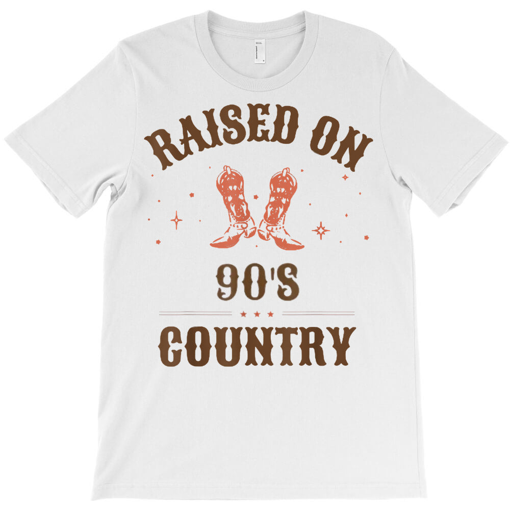 raised on 90s country retro music western cowboy cowgirl t shirt T-Shirt - T-Shirt, Sweatshirt, Hoodie