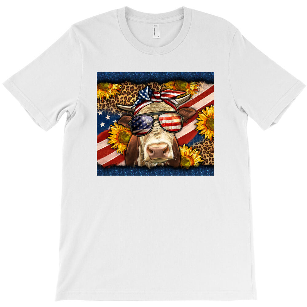 Western 4th Of July Cow T-Shirt - T-Shirt, Sweatshirt, Hoodie
