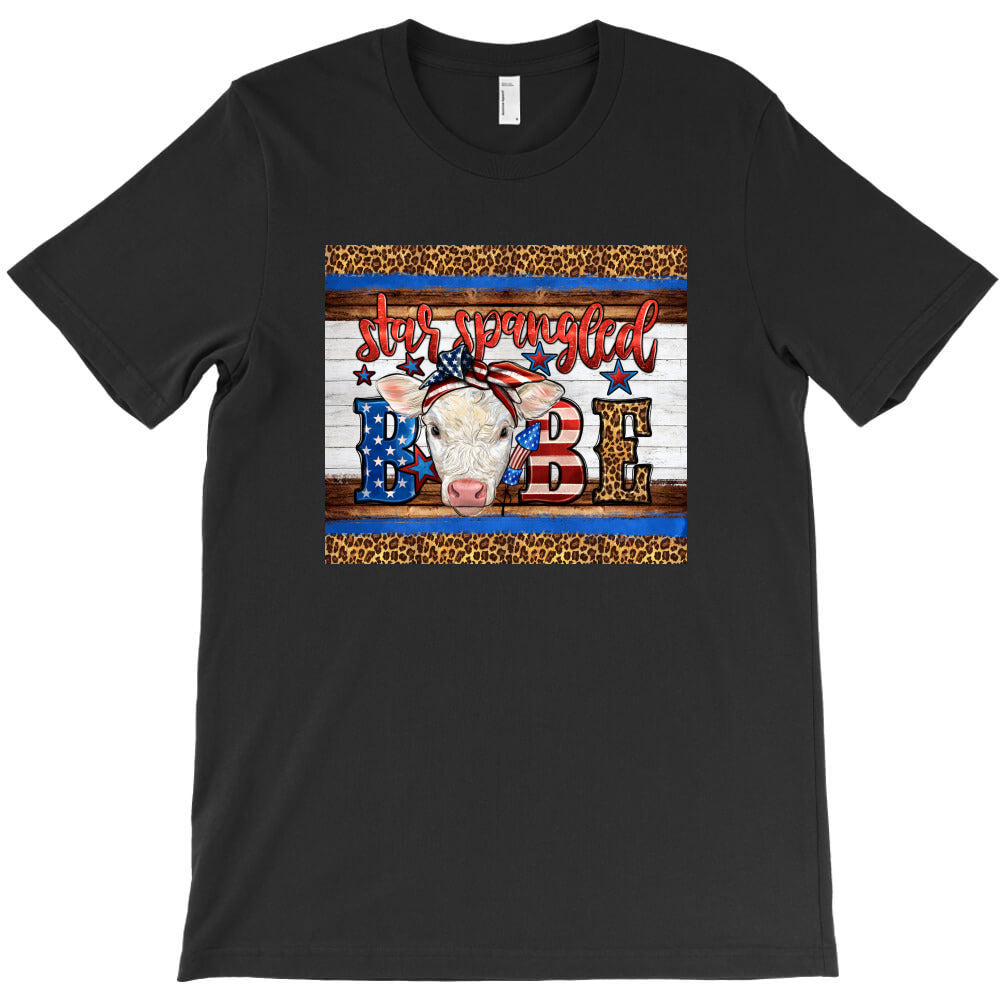 4th of July Western Star Spangled Baby Cow T-Shirt - T-Shirt, Sweatshirt, Hoodie