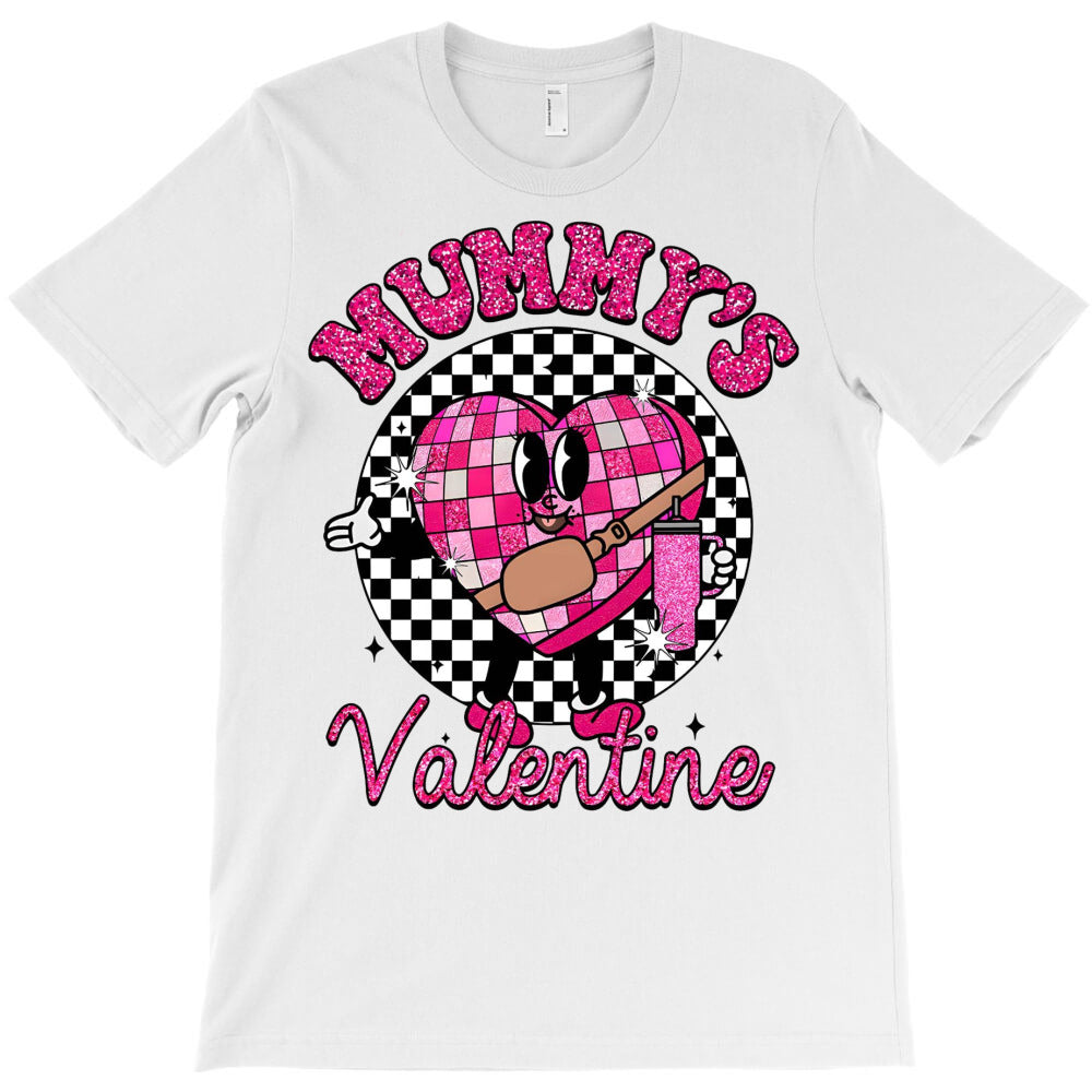 Glitter Mummys Valentine Candy Heart Checkered T-Shirt - T-Shirt, Sweatshirt, Hoodie