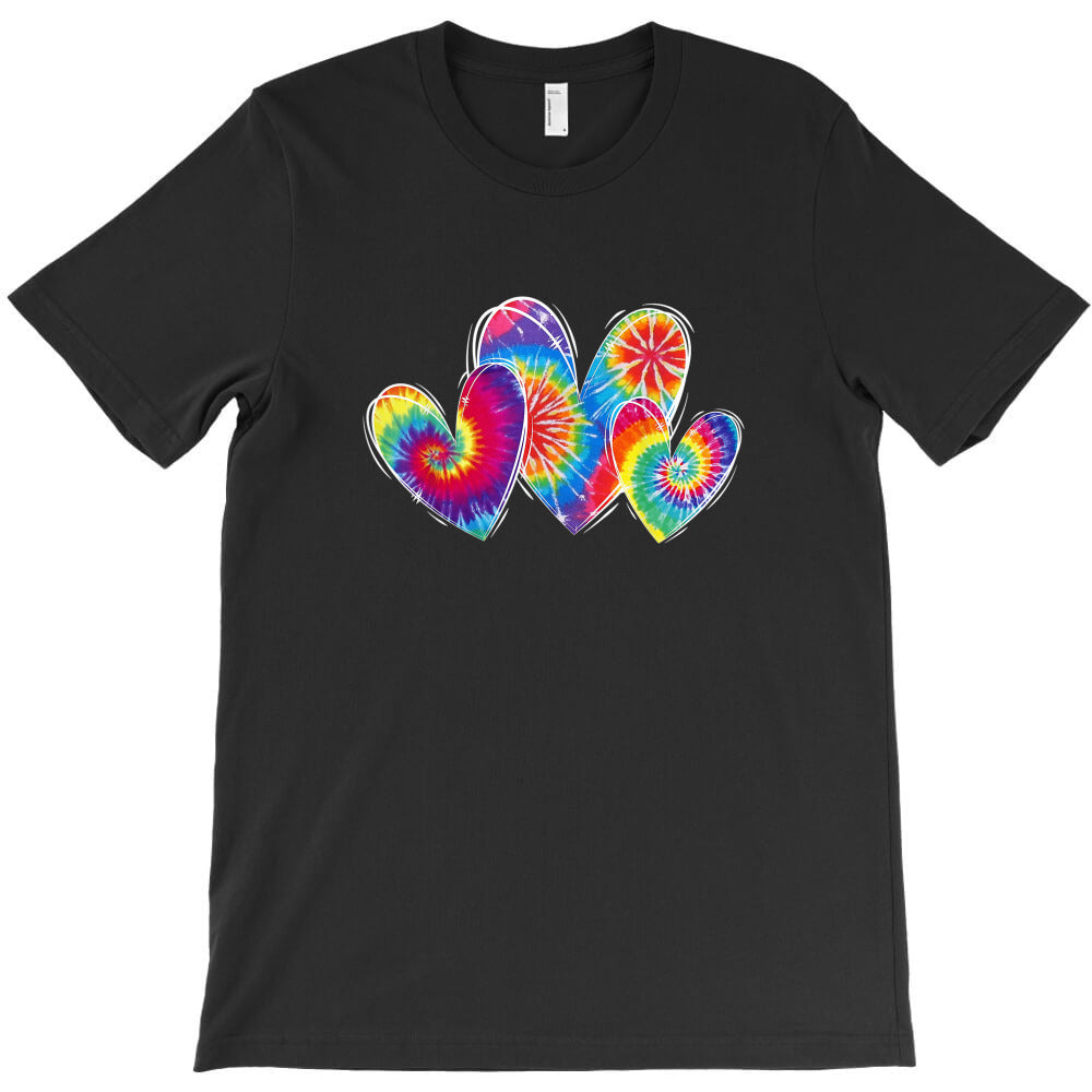 Three Tie Dye Hearts Love Funny Valentines Day T-Shirt - T-Shirt, Sweatshirt, Hoodie