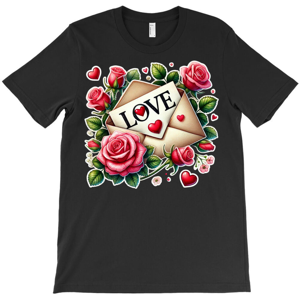 Romantic love letter with roses T-Shirt - T-Shirt, Sweatshirt, Hoodie