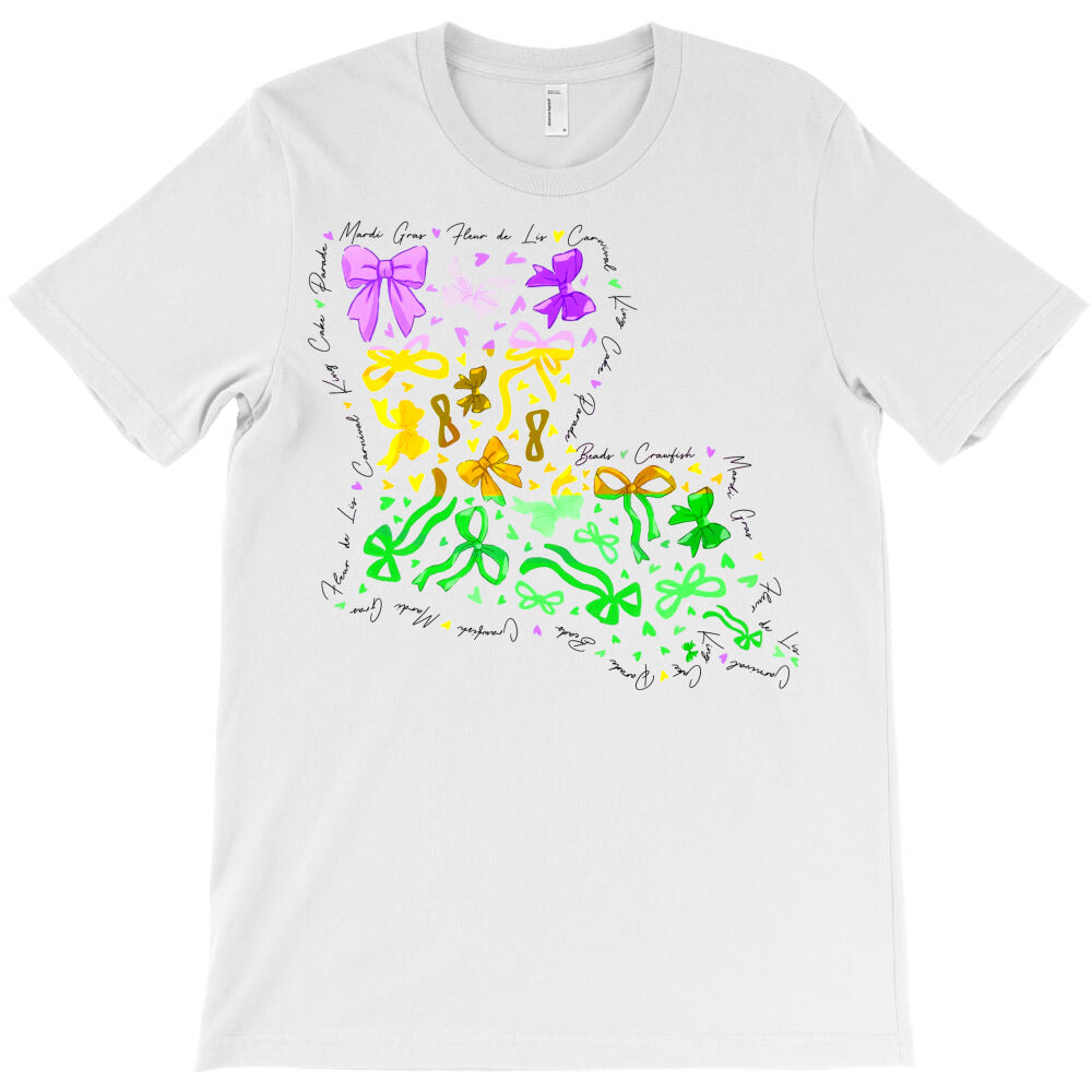 Louisiana Coquette Map La Weezy Ana Mardi Gras T-Shirt - T-Shirt, Sweatshirt, Hoodie
