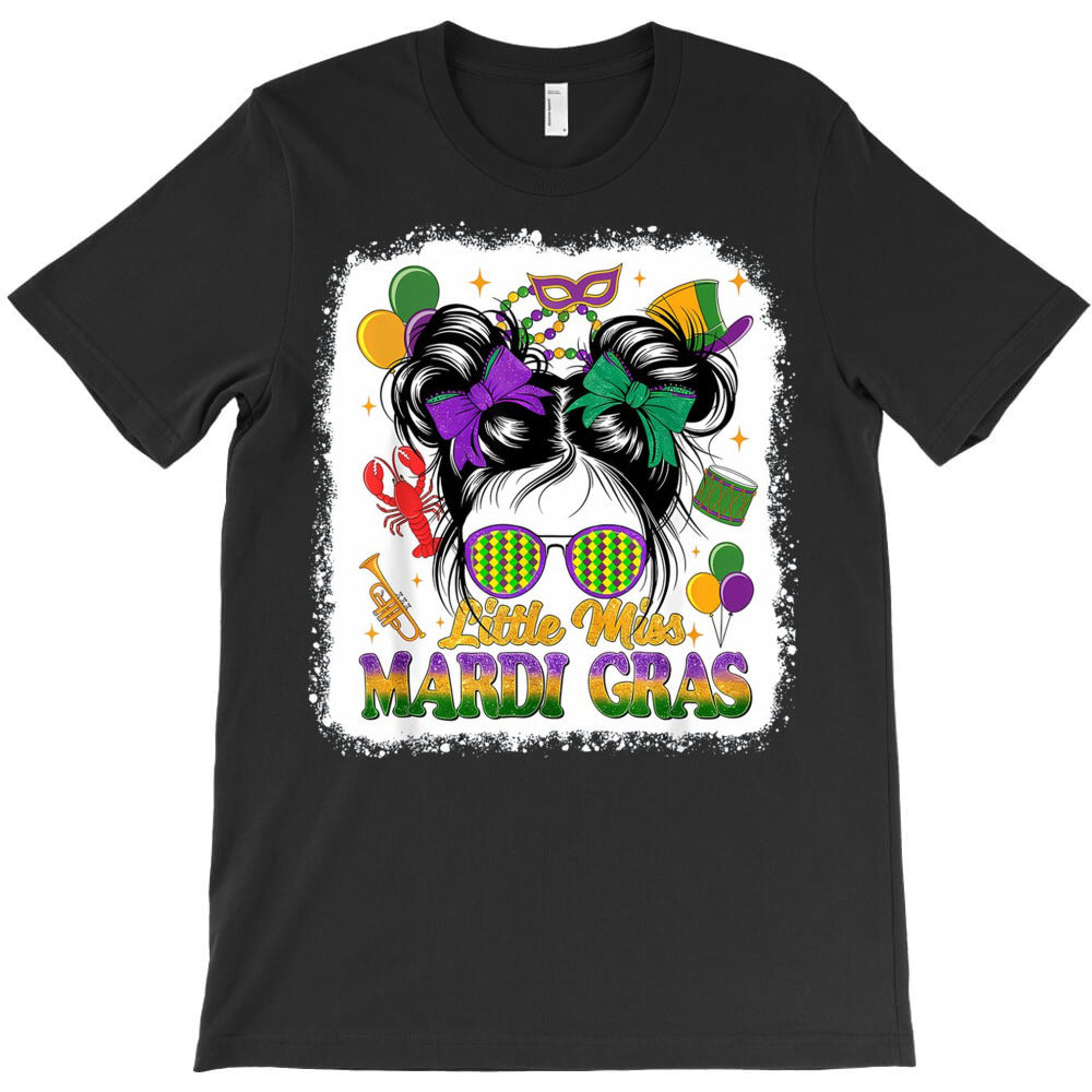 Mardi Gras Messy Bun Girl Women T-Shirt - T-Shirt, Sweatshirt, Hoodie