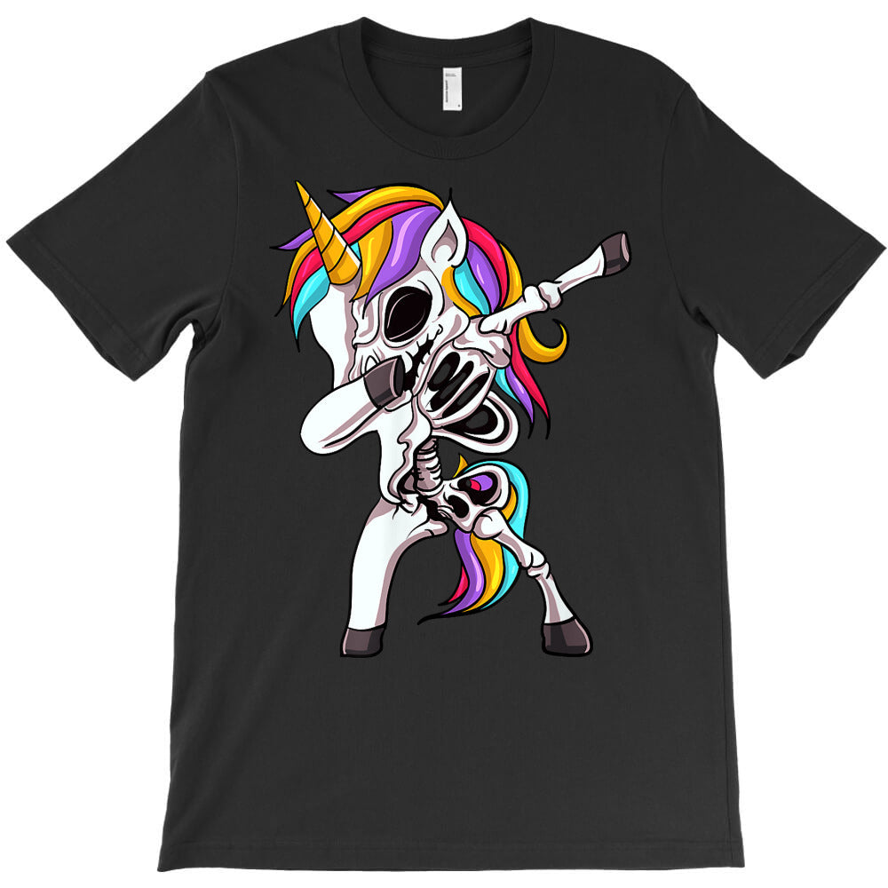 unicorn skeleton dabbing happy halloween skull t shirt T-Shirt - T-Shirt, Sweatshirt, Hoodie