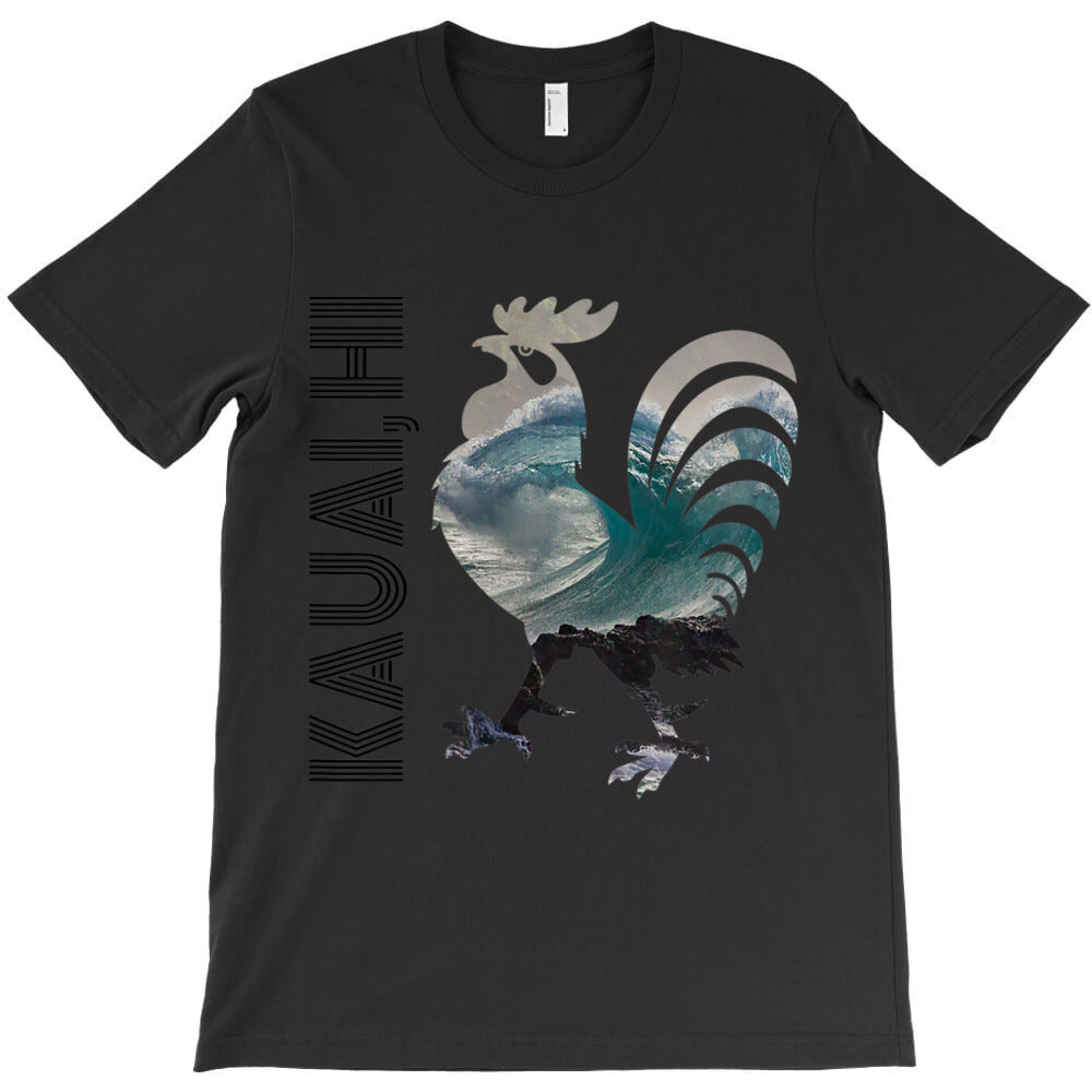 Kauai Chicken Rooster Hawaii Surf Wave Design T-Shirt - T-Shirt, Sweatshirt, Hoodie