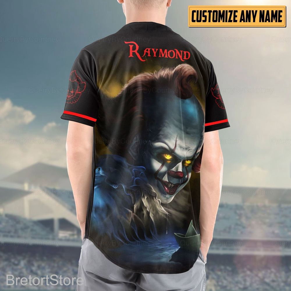 Pennywise Baseball Jersey, We All Float Down Here Shirt - lylyprint.com baseball jersey product view 3