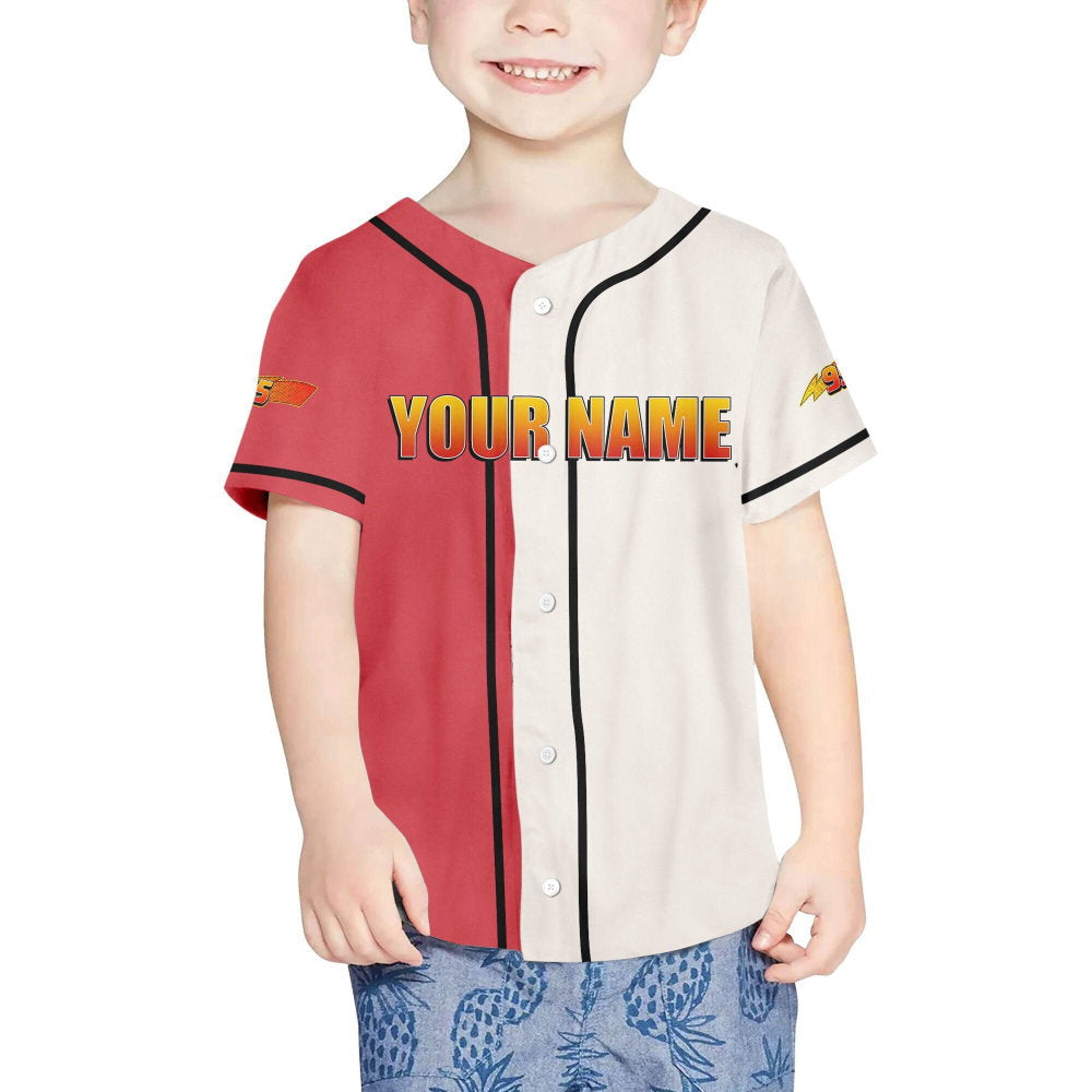 Personalize Cars Lightning McQueen Think Fast 95 Baseball Jersey - lylyprint.com baseball jersey product view 4