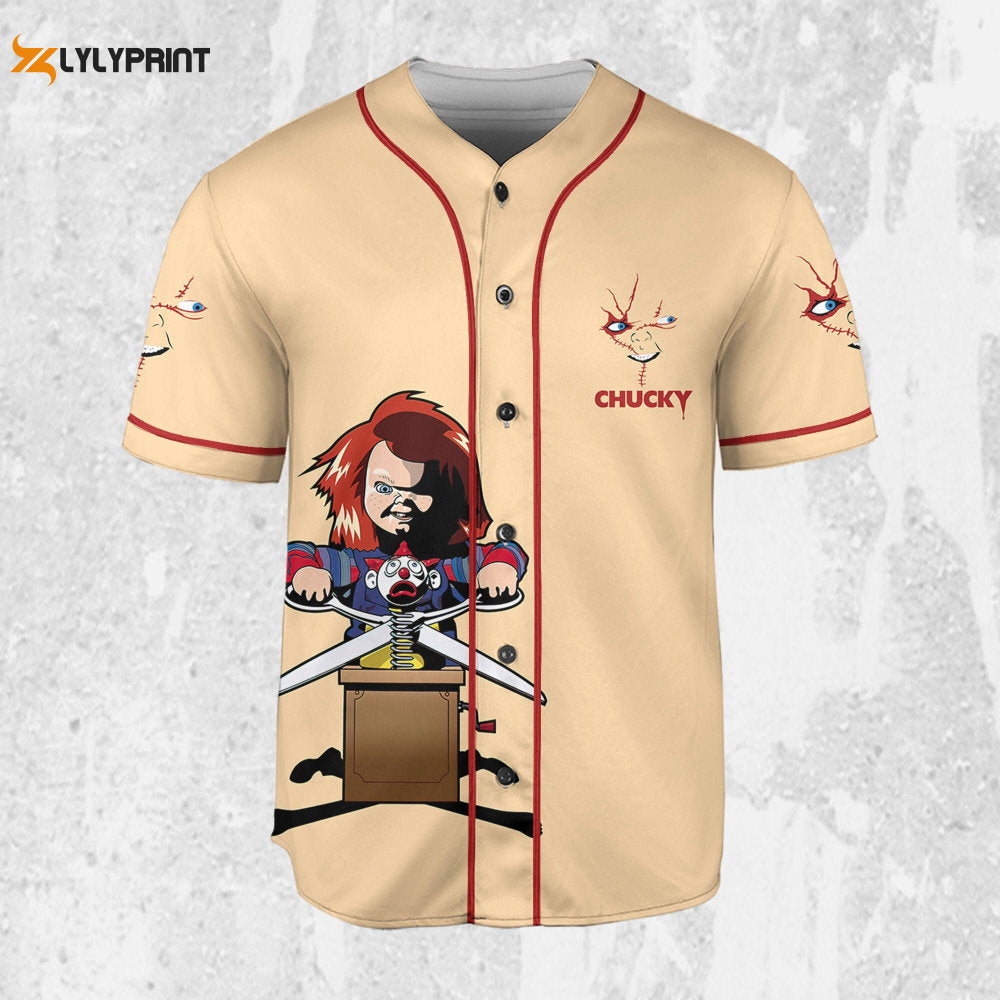 Personalize Child's Play Chucky The Killer Jersey, Halloween Chucky Jersey, Chucky Baseball Jersey - lylyprint.com baseball jersey product view 2