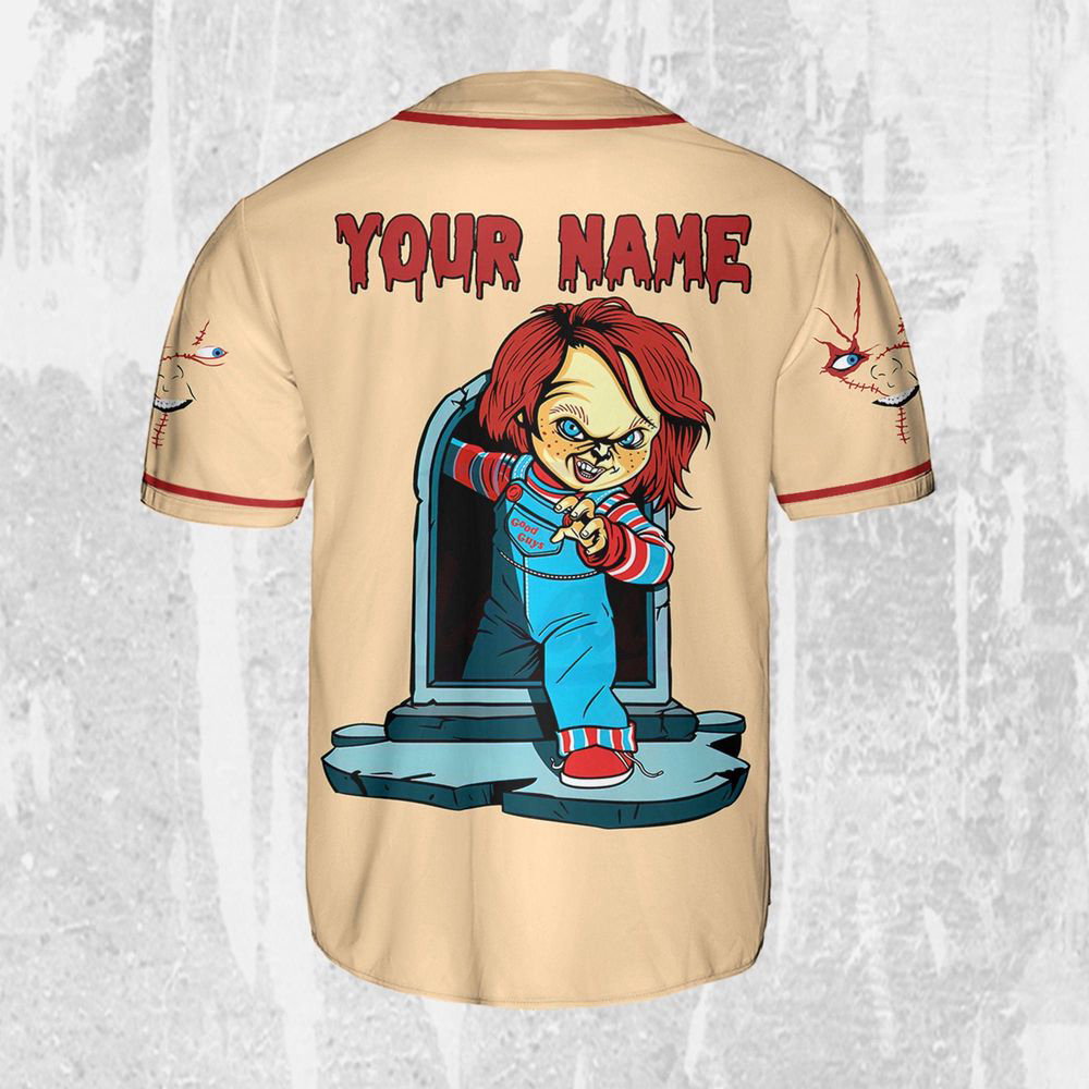 Personalize Child's Play Chucky The Killer Jersey, Halloween Chucky Jersey, Chucky Baseball Jersey - lylyprint.com baseball jersey product view 3
