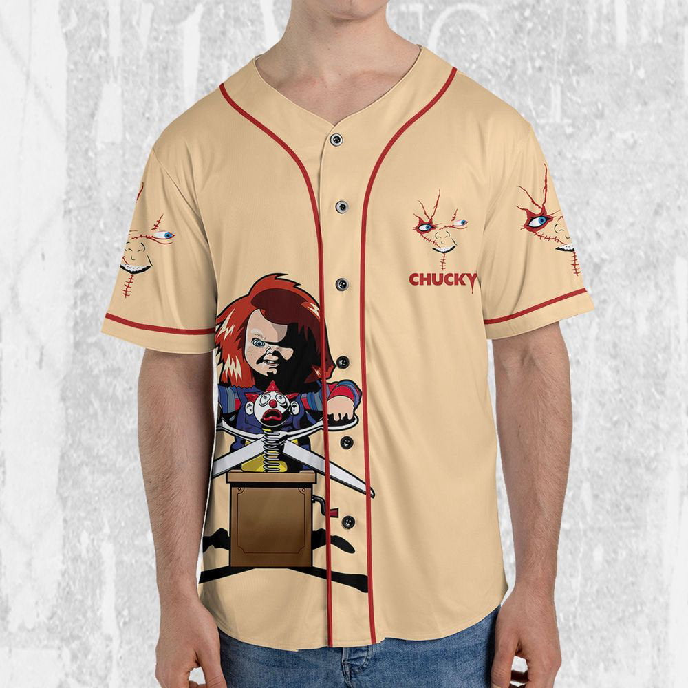Personalize Child's Play Chucky The Killer Jersey, Halloween Chucky Jersey, Chucky Baseball Jersey - lylyprint.com baseball jersey product view 4
