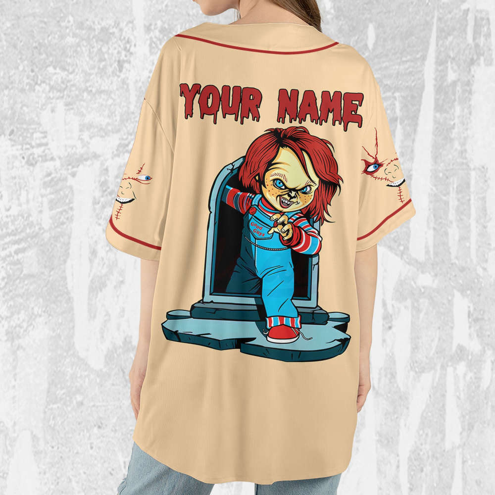 Personalize Child's Play Chucky The Killer Jersey, Halloween Chucky Jersey, Chucky Baseball Jersey - lylyprint.com baseball jersey product view 5