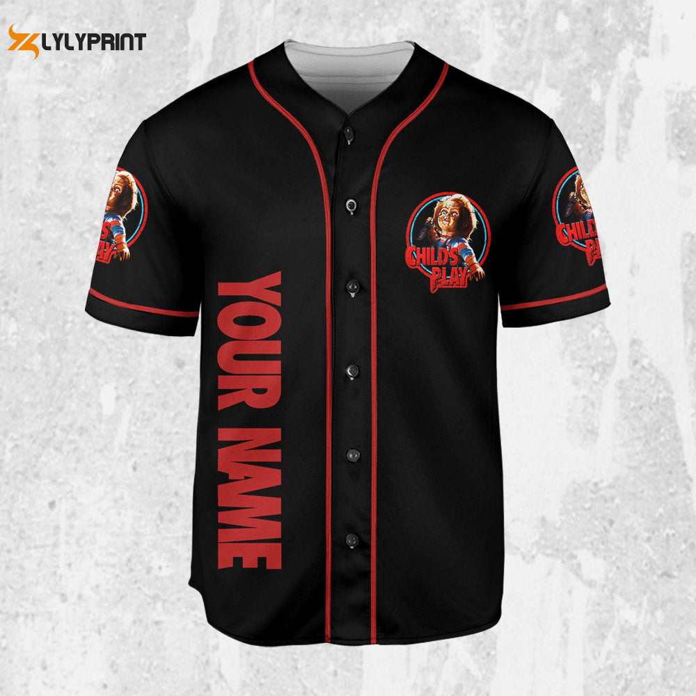 Personalize Child's Play Horor Chucky Jersey, Halloween Chucky Jersey, Chucky Baseball Jersey - lylyprint.com baseball jersey product view 2