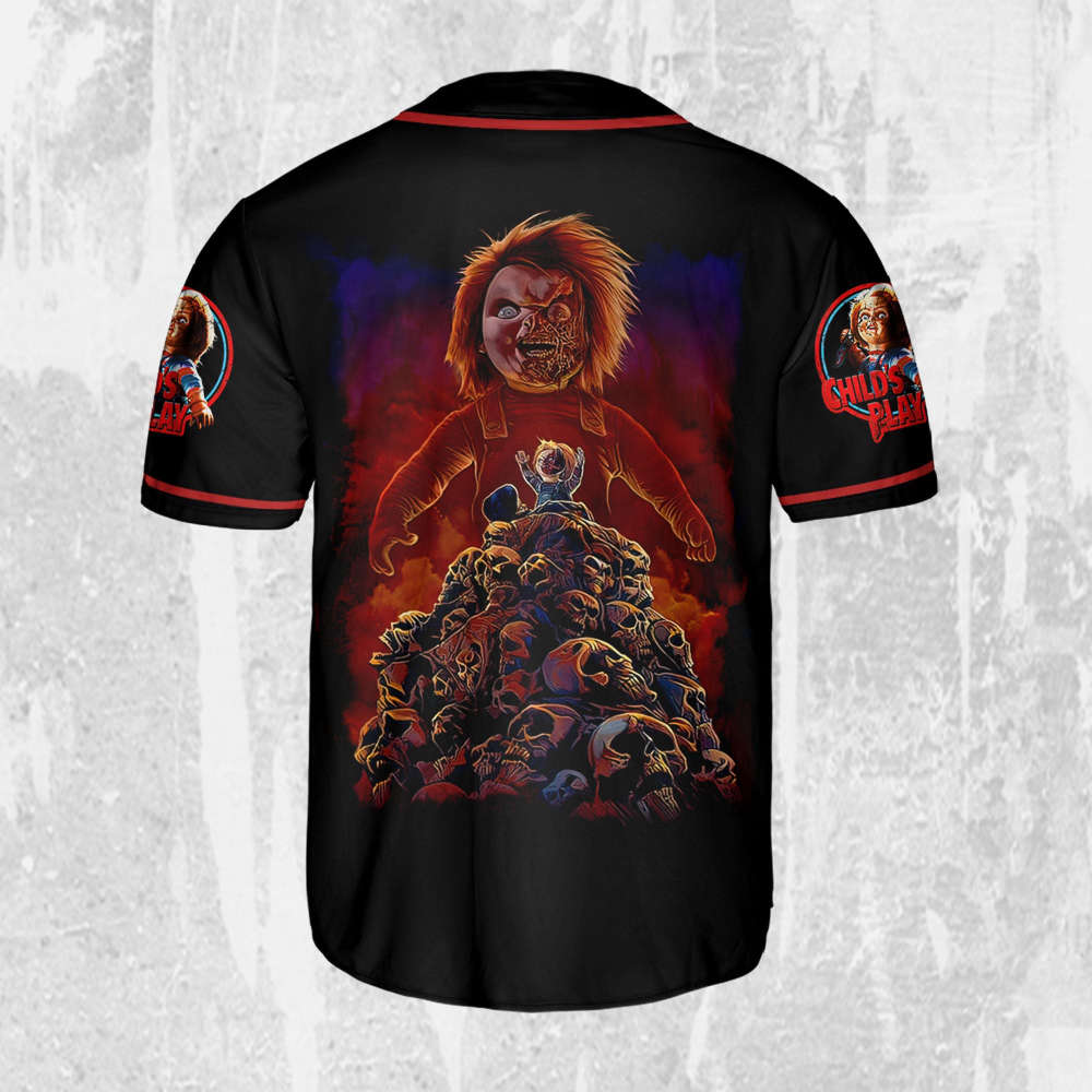 Personalize Child's Play Horor Chucky Jersey, Halloween Chucky Jersey, Chucky Baseball Jersey - lylyprint.com baseball jersey product view 3