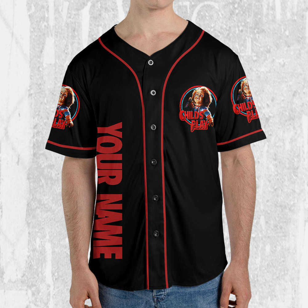 Personalize Child's Play Horor Chucky Jersey, Halloween Chucky Jersey, Chucky Baseball Jersey - lylyprint.com baseball jersey product view 4