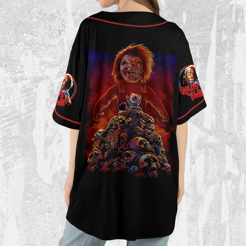 Personalize Child's Play Horor Chucky Jersey, Halloween Chucky Jersey, Chucky Baseball Jersey - lylyprint.com baseball jersey product view 5