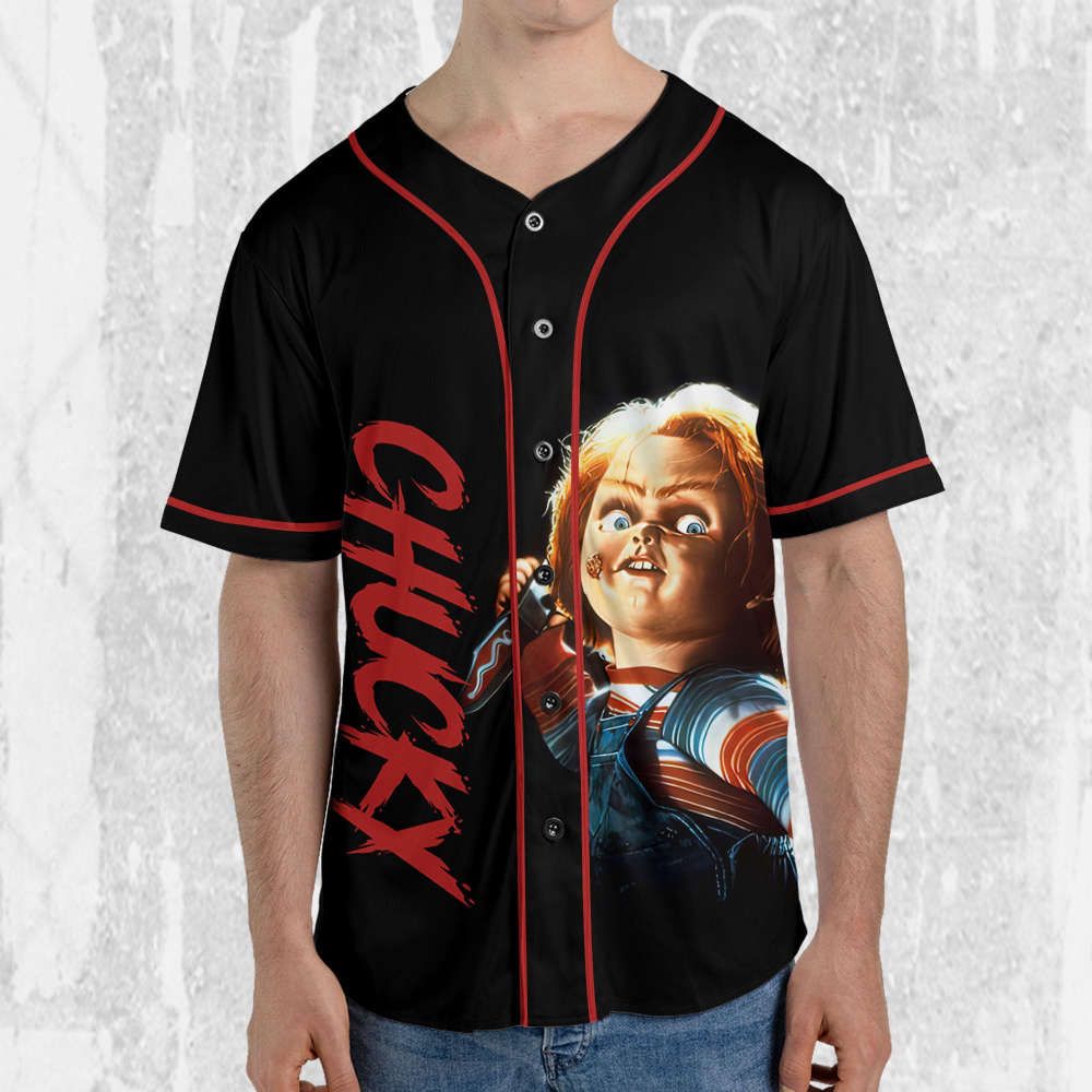 Personalize Child's Play Scare Chucky Jersey, Halloween Chucky Jersey, Chucky Baseball Jersey - lylyprint.com baseball jersey product view 4