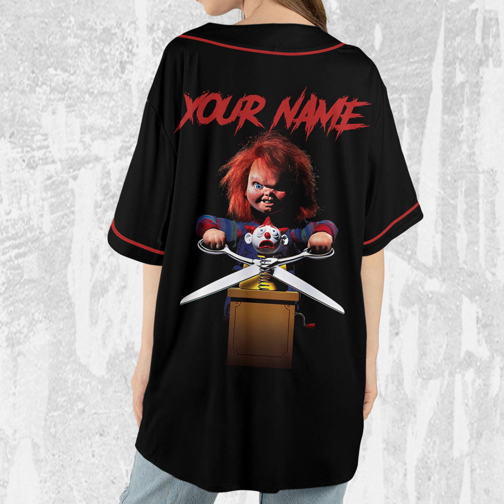 Personalize Child's Play Scare Chucky Jersey, Halloween Chucky Jersey, Chucky Baseball Jersey - lylyprint.com baseball jersey product view 5