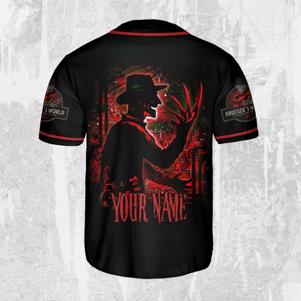 Personalize Freddy Krueger Dream Demon Jersey, Horror Jersey, Freddy Baseball Jersey - lylyprint.com baseball jersey product view 3