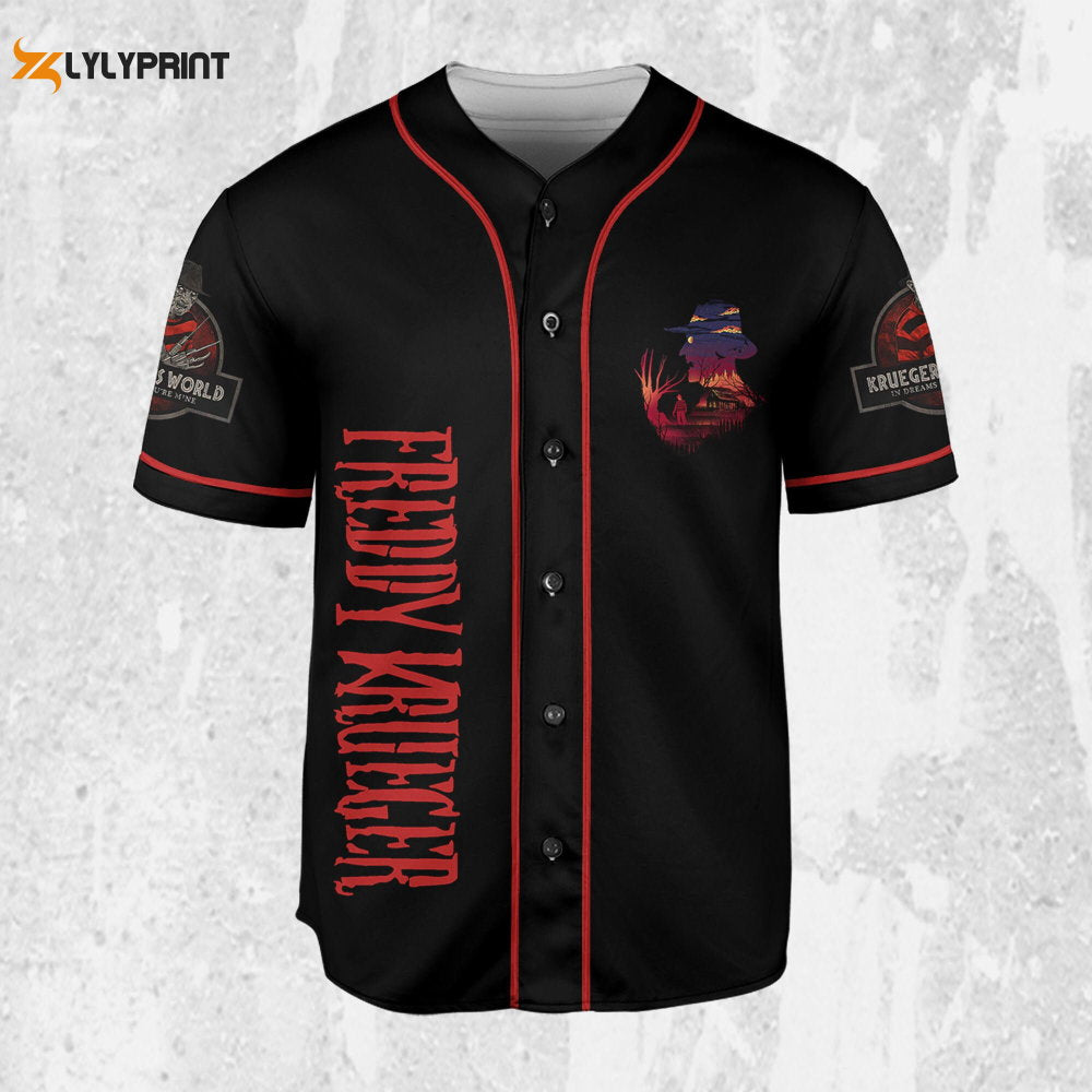 Personalize Freddy Krueger Dream Demon Jersey, Horror Jersey, Freddy Baseball Jersey - lylyprint.com baseball jersey product view 1